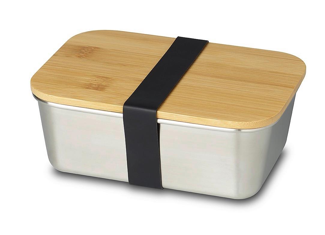 LUNCHBOX EW-LB-1720 - Silberfarben, Basics, Holz/Metall (20/15/7,5cm) - Echtwerk