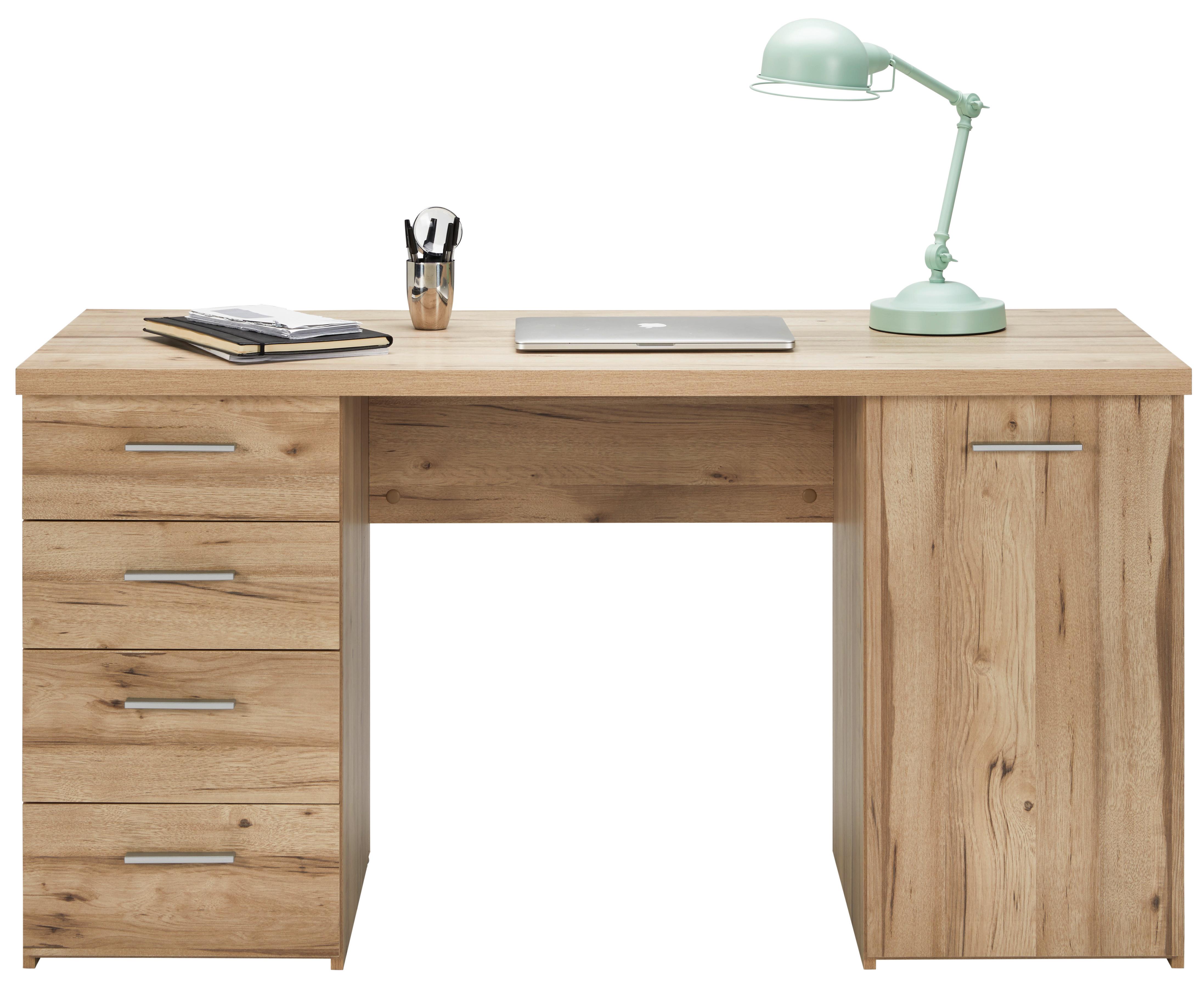 Psací Stůl V Barvách Dubu - barvy dubu/barvy hliníku, Moderní, kov/kompozitní dřevo (145/76,3/60cm) - Modern Living