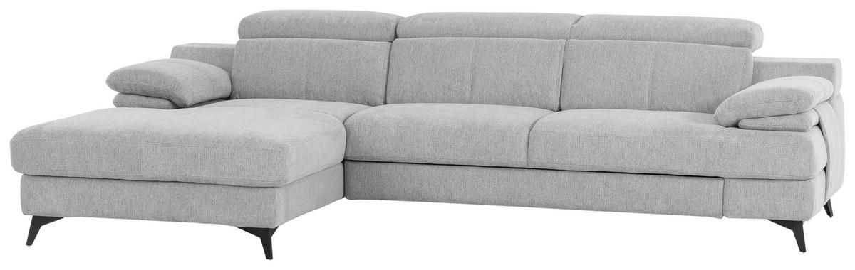 Ecksofa Titus Silberfarben Chenille - Silberfarben/Schwarz, Design, Textil (291/80-98/178cm) - Livetastic