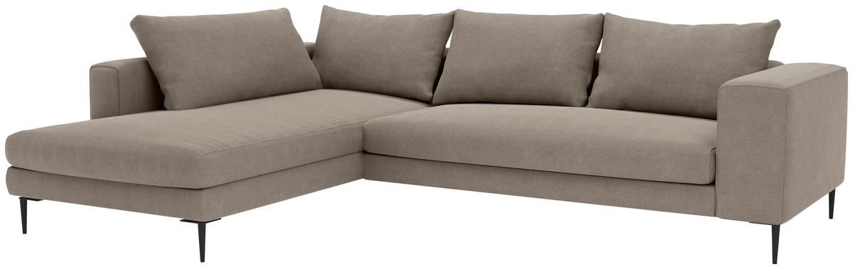 Ecksofa Aurora II - Taupe/Schwarz, MODERN, Textil (210/295cm) - Trendmanufaktur