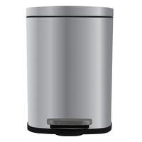 Treteimer Akira 5l Silberfarben Metall Lxbxh: 21,4x17,6x30 Cm - Silberfarben/Schwarz, Basics, Kunststoff/Metall (21,4/17,6/30cm)