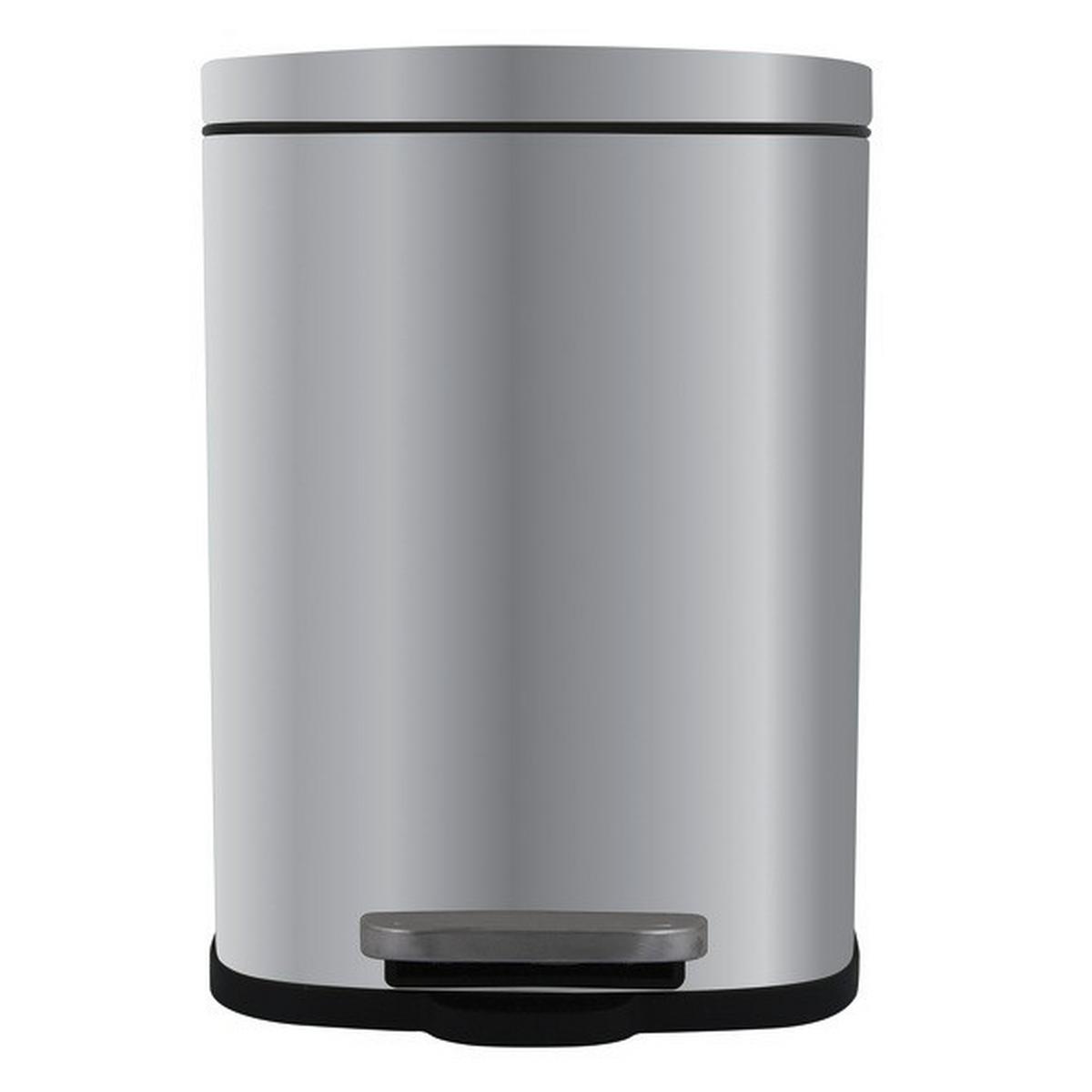 Treteimer Akira 5l Silberfarben Metall Lxbxh: 21,4x17,6x30 Cm - Silberfarben/Schwarz, Basics, Kunststoff/Metall (21,4/17,6/30cm)
