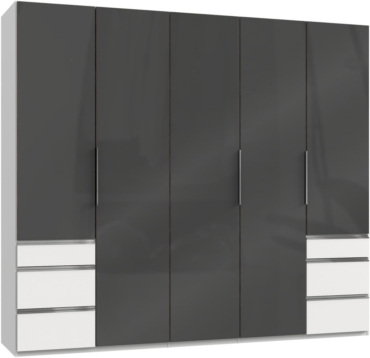 Drehtürenschrank 250cm Level, Grau/weiß - Weiß/Grau, MODERN, Glas/Holzwerkstoff (250/216/58cm) - MID.YOU