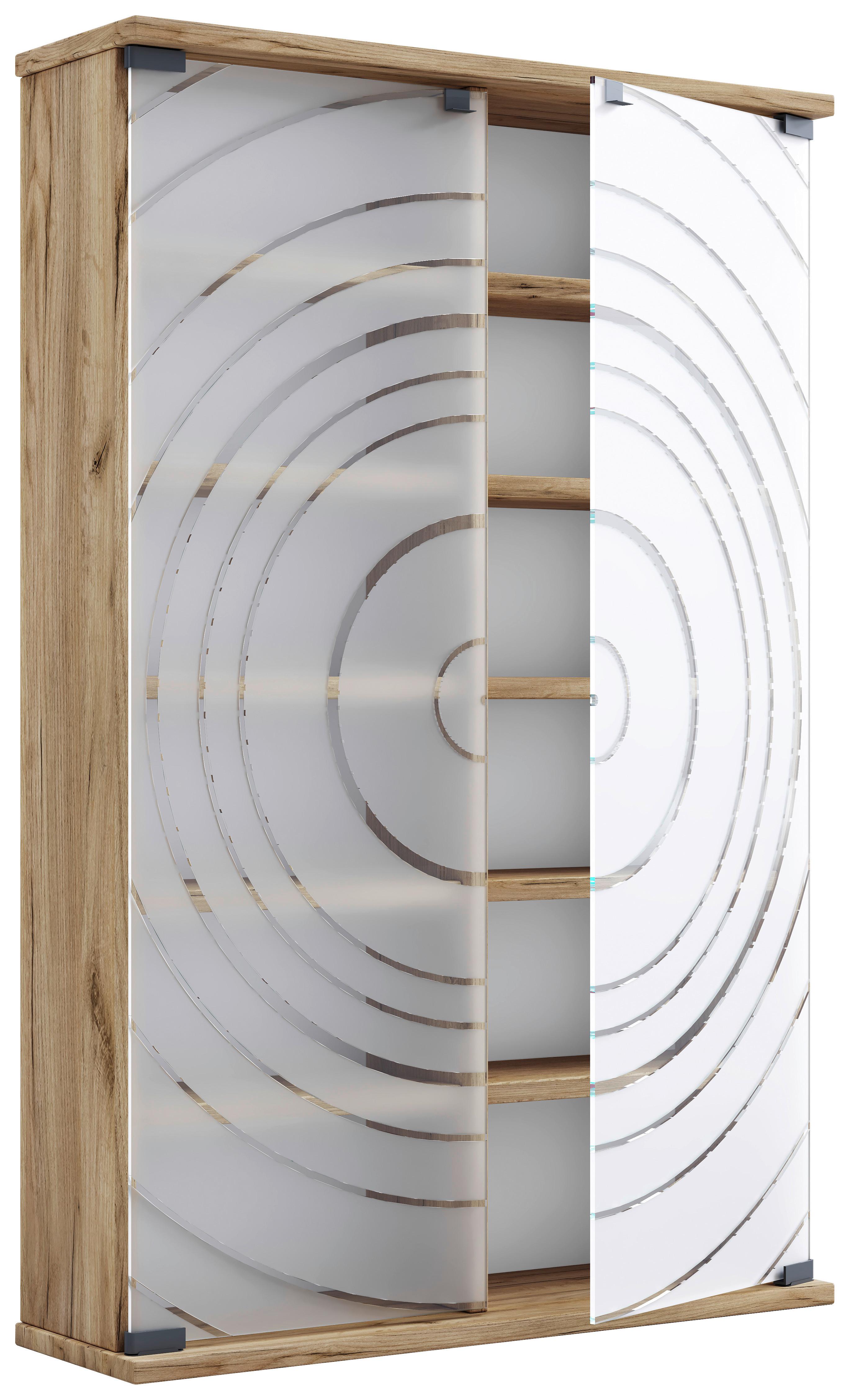 CD-Regal Tilano Honigeiche Dekor - Honigeiche, Design, Glas/Holzwerkstoff (60/92/18cm) - MID.YOU