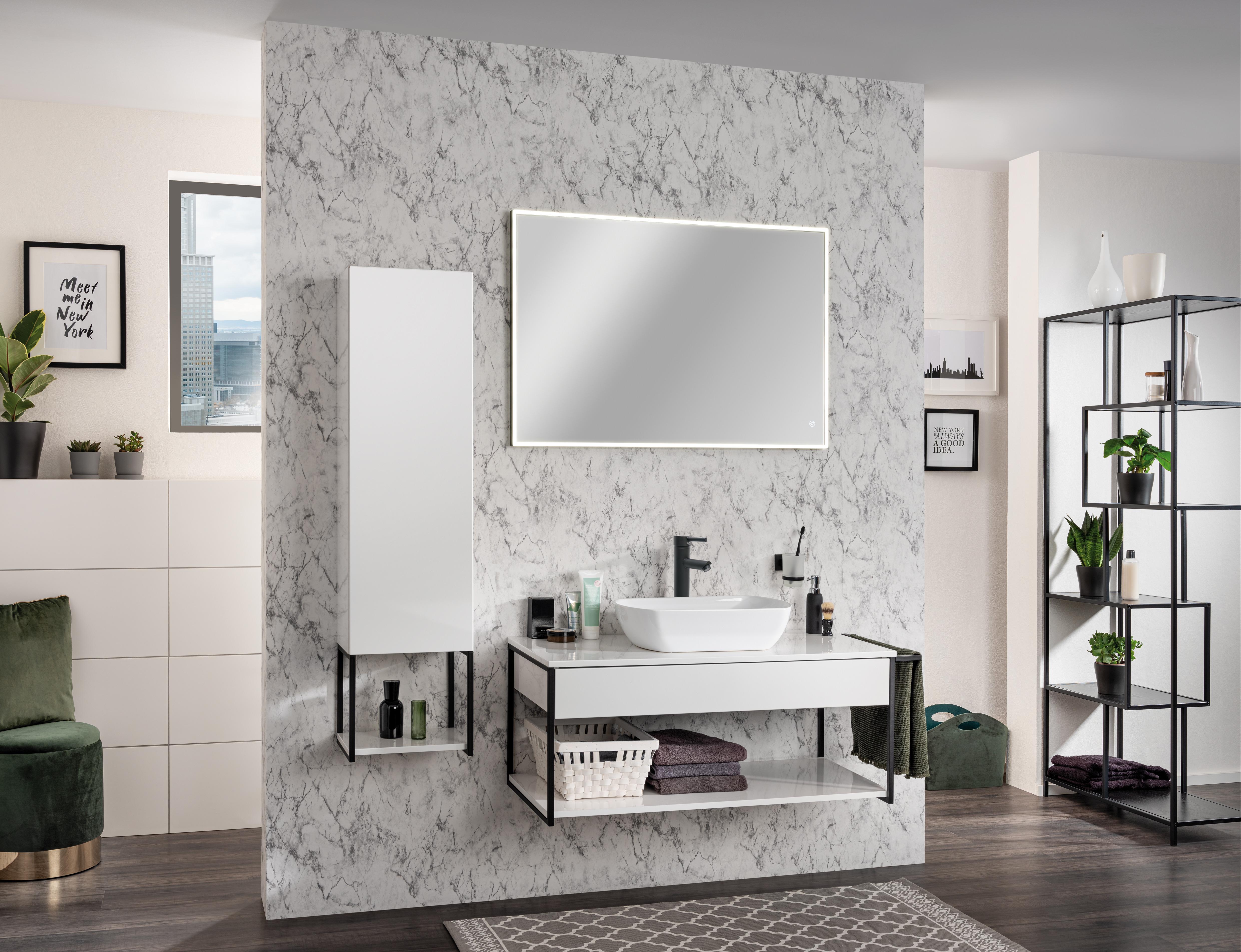 Wandspiegel New York Eckig Bxh: 100x68 Cm Glas Schwarz - Schwarz, MODERN, Glas (100/68/3,5cm) - MID.YOU