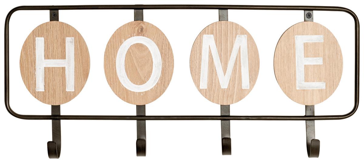 Hakenleiste Mila - Eichefarben/Schwarz, MODERN, Holzwerkstoff (50/22/5cm)