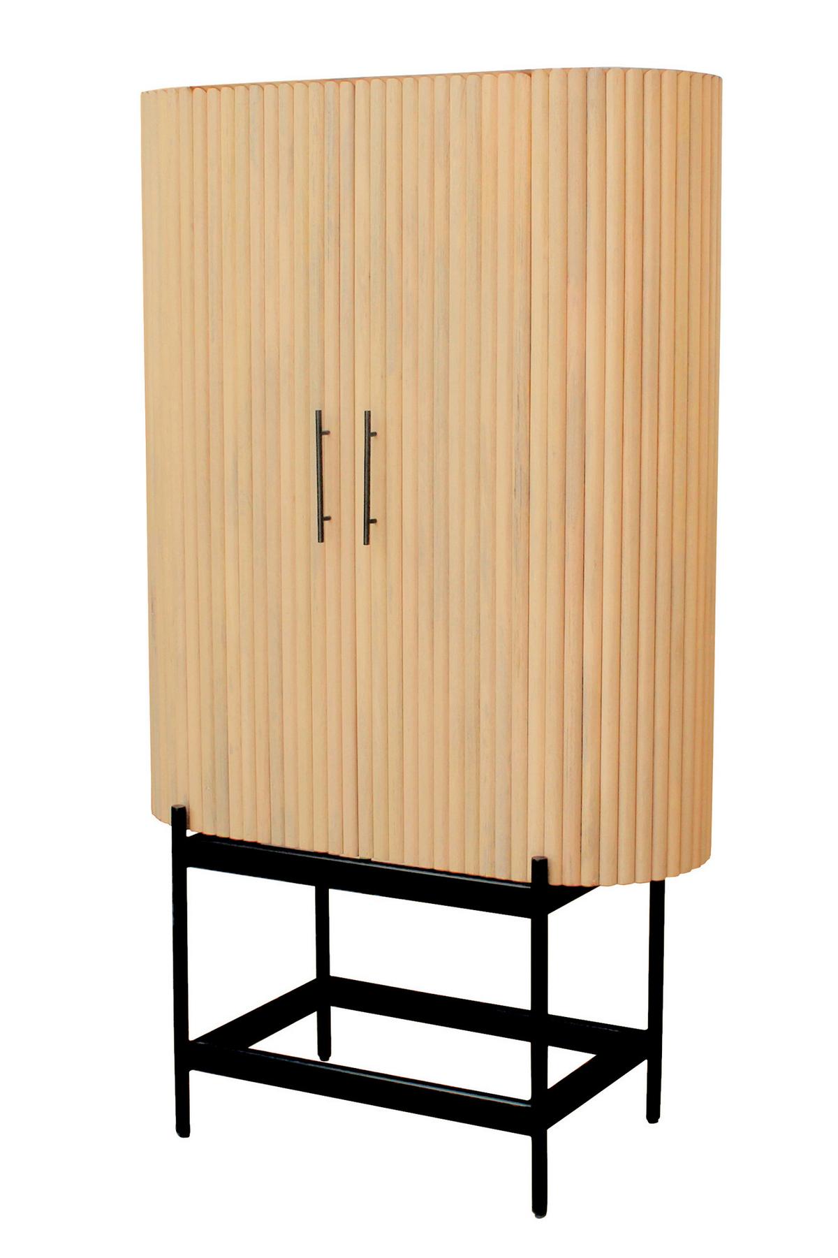 GARDEROBENSCHRANK Schwarz/Naturfarben B: 100cm - Schwarz/Naturfarben, Design, Holz/Metall (100/172/40cm) - MID.YOU