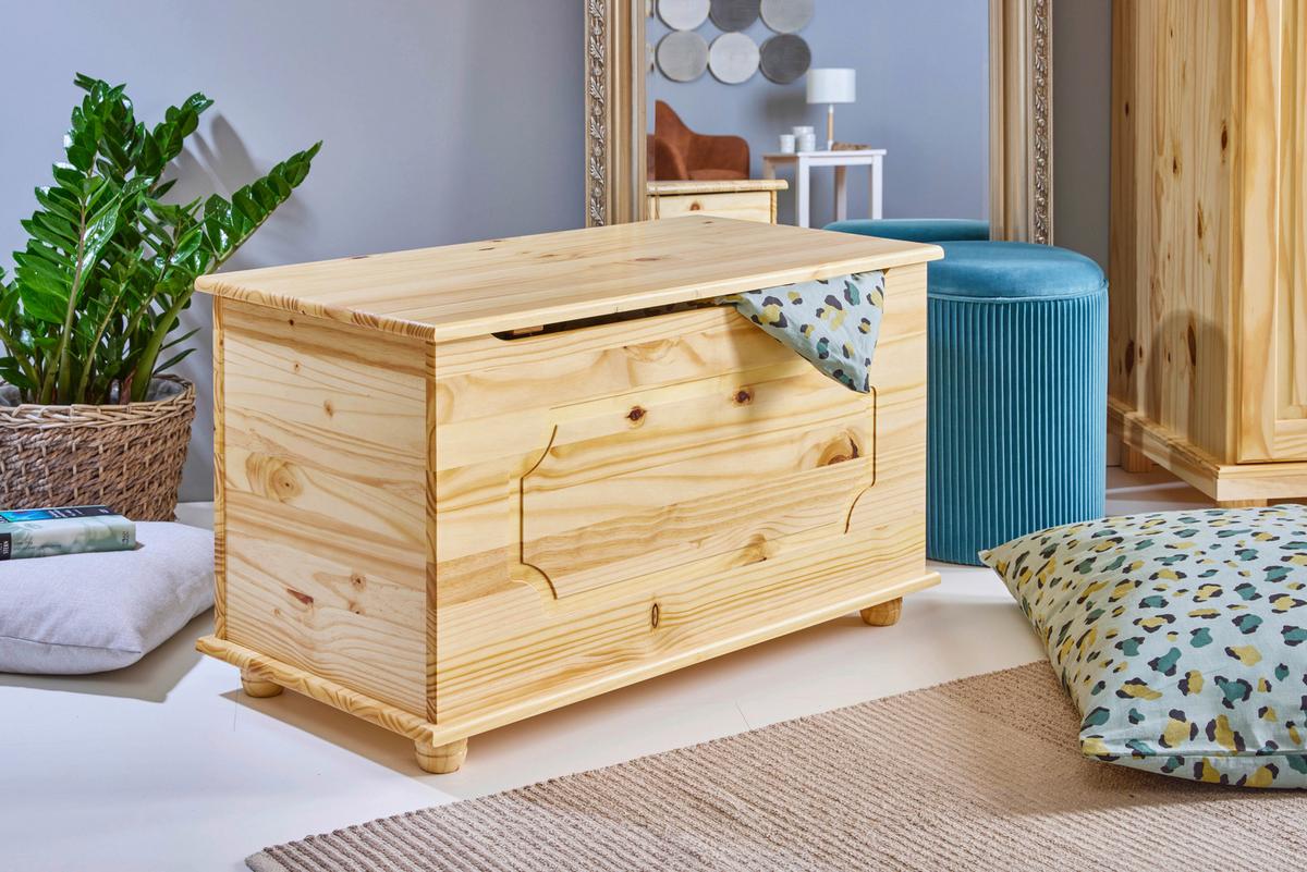 Truhe Emel B: 89 Cm Echtholz - Naturfarben, Basics, Holz (89/53/47cm) - MID.YOU