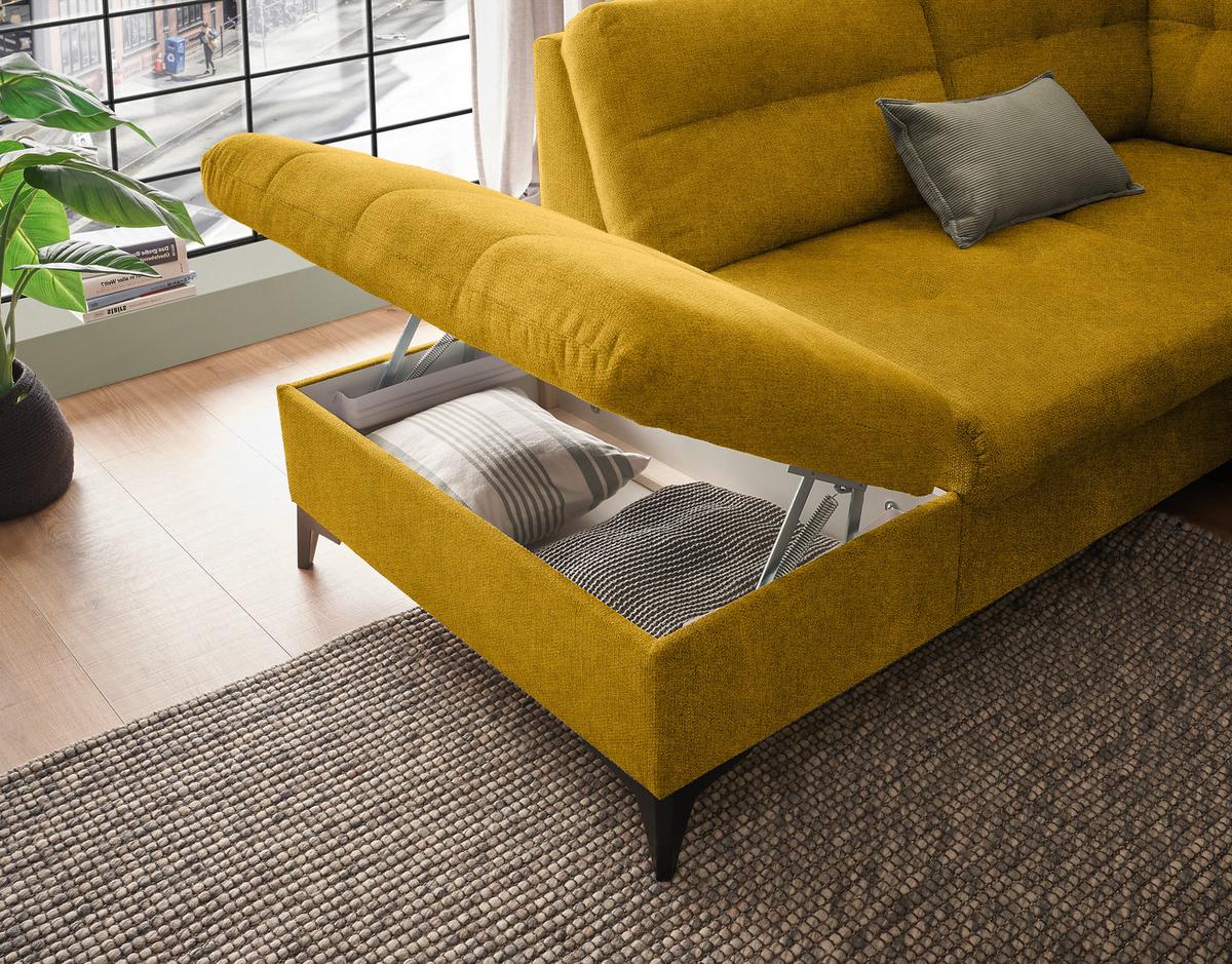 Wohnlandschaft Durban U Gelb U: 218/324/170 Cm - Gelb/Schwarz, KONVENTIONELL, Textil (218/324/170cm) - MID.YOU