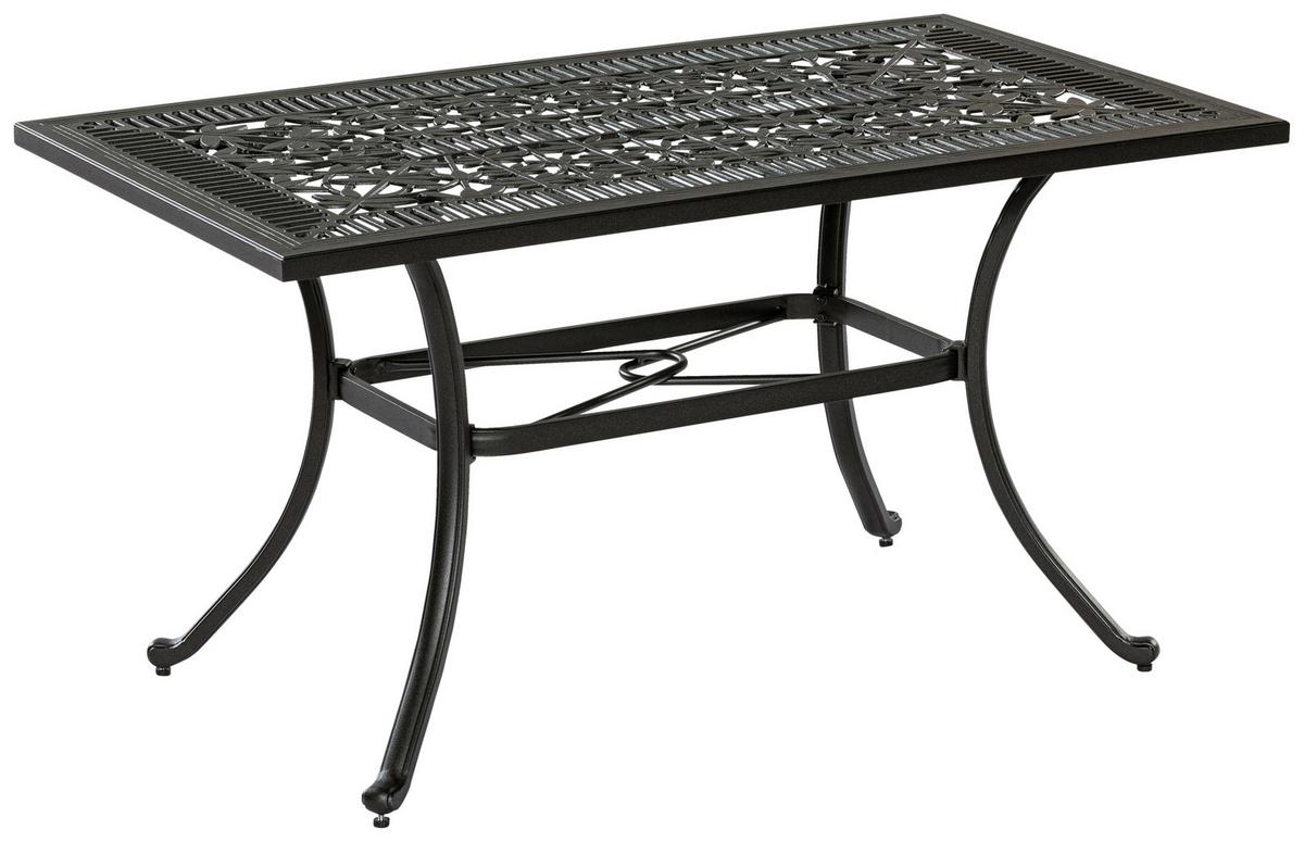 Gartentisch Aluminium L 140cm - Schwarz, KONVENTIONELL, Metall (140/80/73cm) - Gardenson