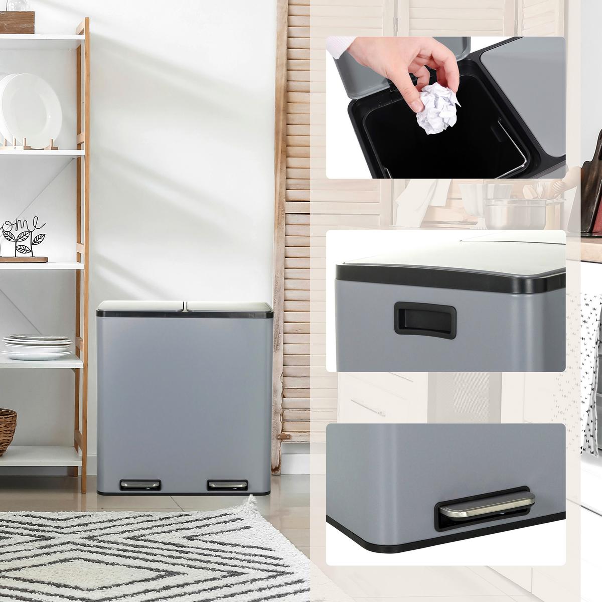 Abfallsammler Clean Xiii Schwarz B: 58,5 cm - Schwarz/Grau, MODERN, Kunststoff/Metall (58,5/62/32cm) - MID.YOU