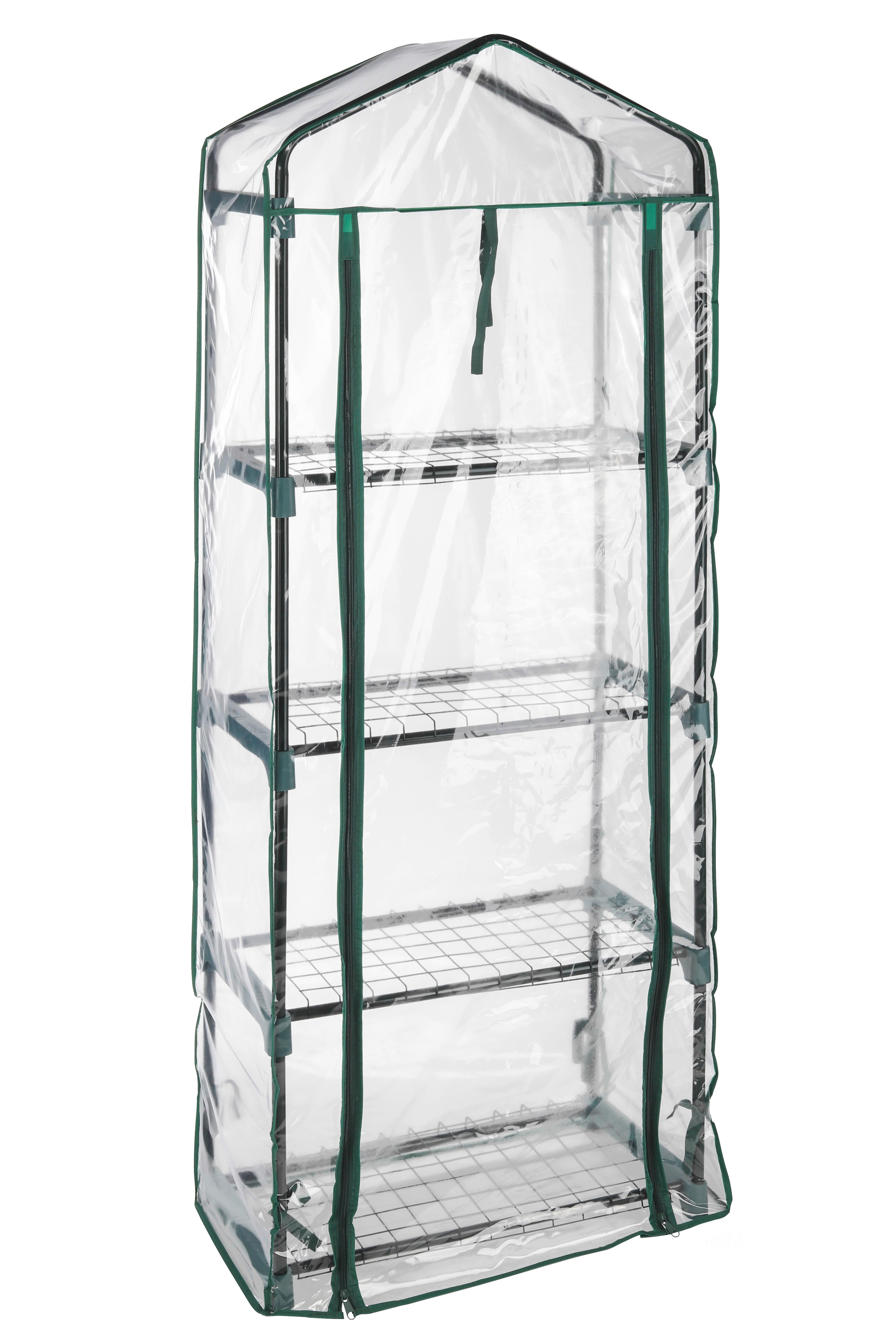 Mini Gewächshaus Grün Metall/ Kunststoff H: 160cm 4 Ebenen - Transparent/Grün, Basics, Kunststoff/Metall (59/160/31cm)