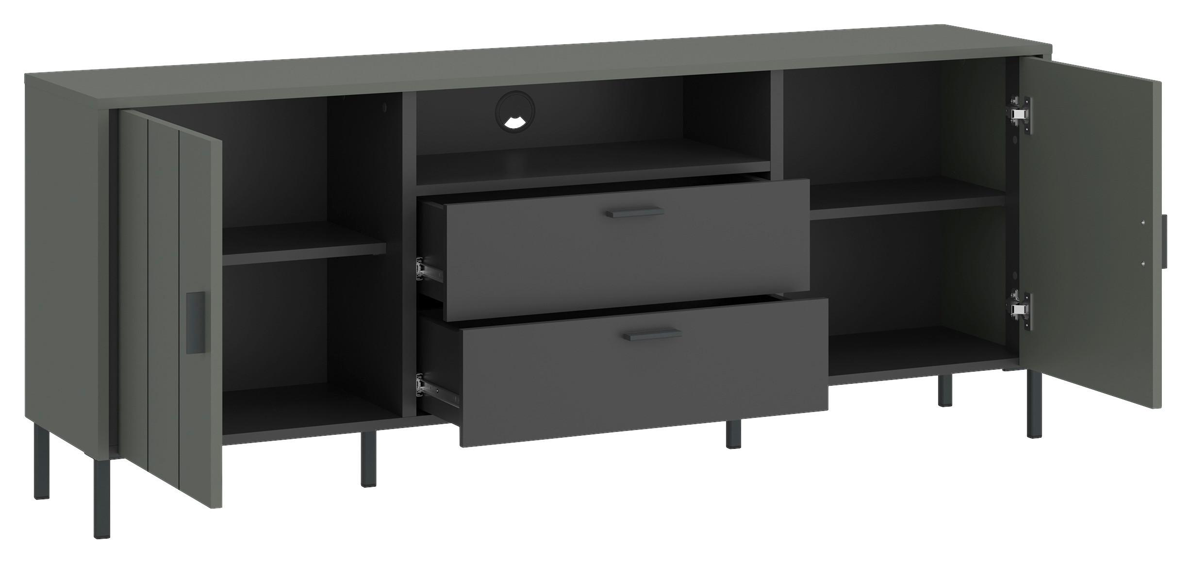 Tv-element Shirley Grau/grün/schwarz B: 173,2 Cm - Schwarz/Grau, Design, Holzwerkstoff (173,2/65/40cm)