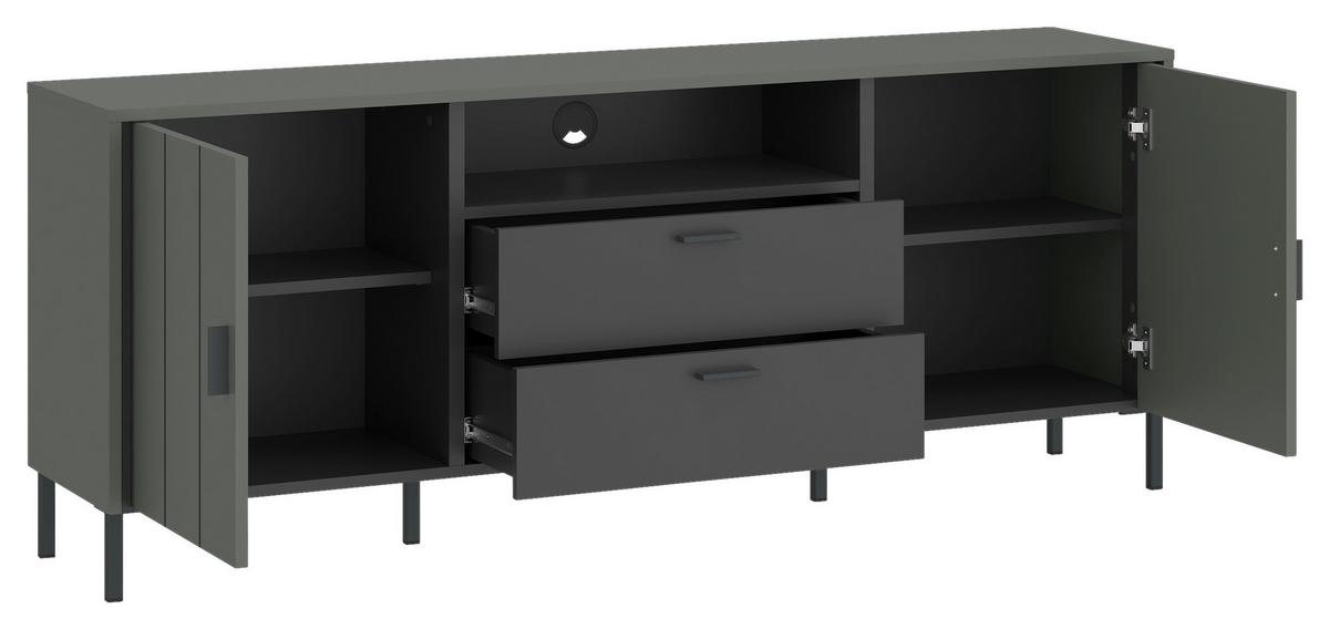 TV-Element Shirley Grau/Grün/Schwarz B: 173,2 cm - Schwarz/Grau, Design, Holzwerkstoff (173,2/65/40cm)