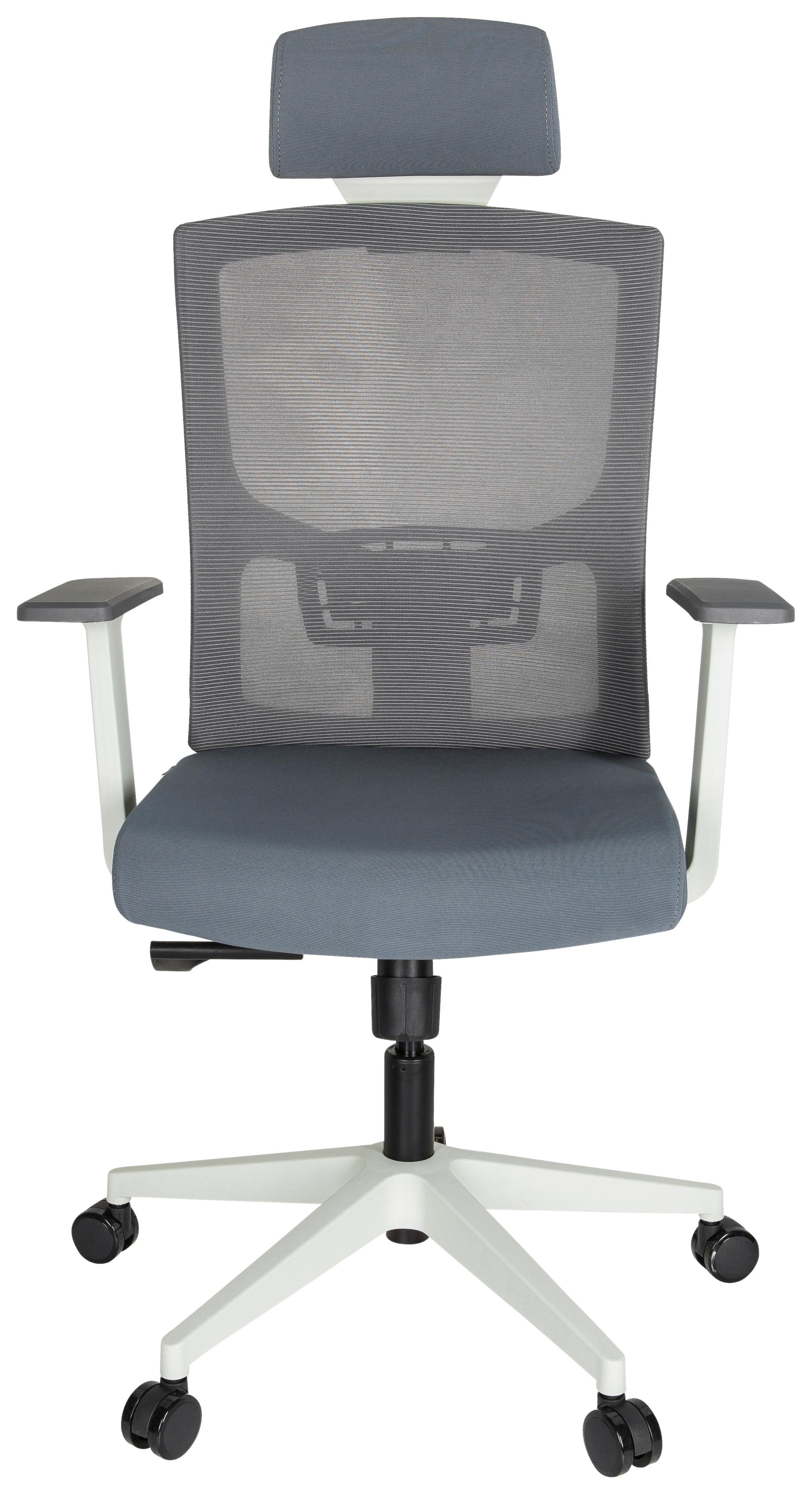 Drehstuhl Captivo Base W Armstützen Grau/Weiß Bis 120kg - Weiß/Grau, MODERN, Kunststoff/Textil (70/135/58cm) - MID.YOU