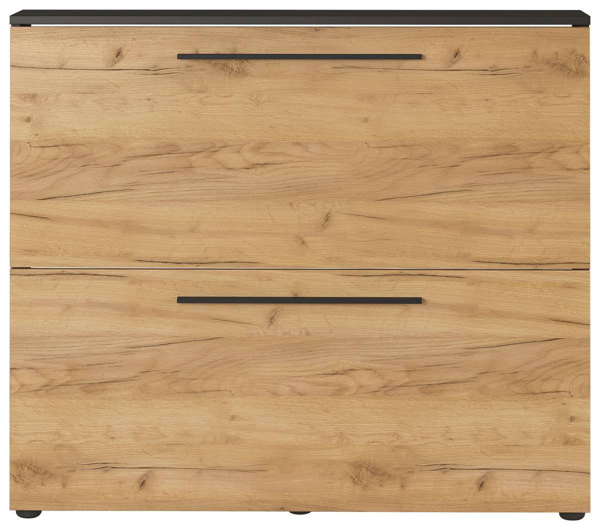 Schuhkipper Wildomar Eichefarben B: 100cm - Eichefarben/Graphitfarben, MODERN, Holzwerkstoff (100/85/19cm) - Germania