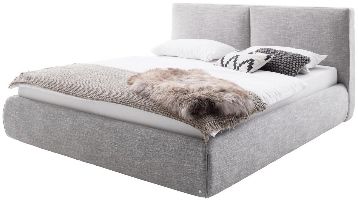 Polsterbett mit Lattenrost + Bettkasten 180x200 Atesio - Hellgrau/Naturfarben, MODERN, Holz/Textil (180/200cm) - Livetastic
