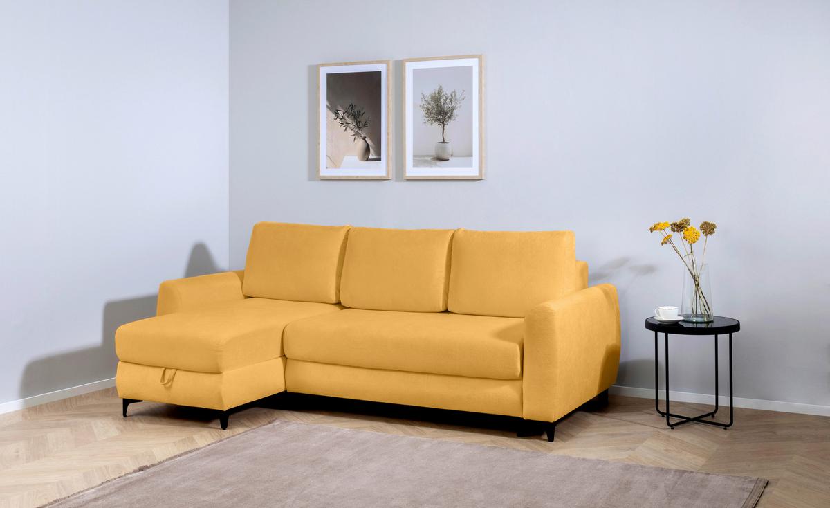 Ecksofa Moli, Gelb S: 236x148 cm - Gelb/Schwarz, Design, Textil (236/148cm) - MID.YOU