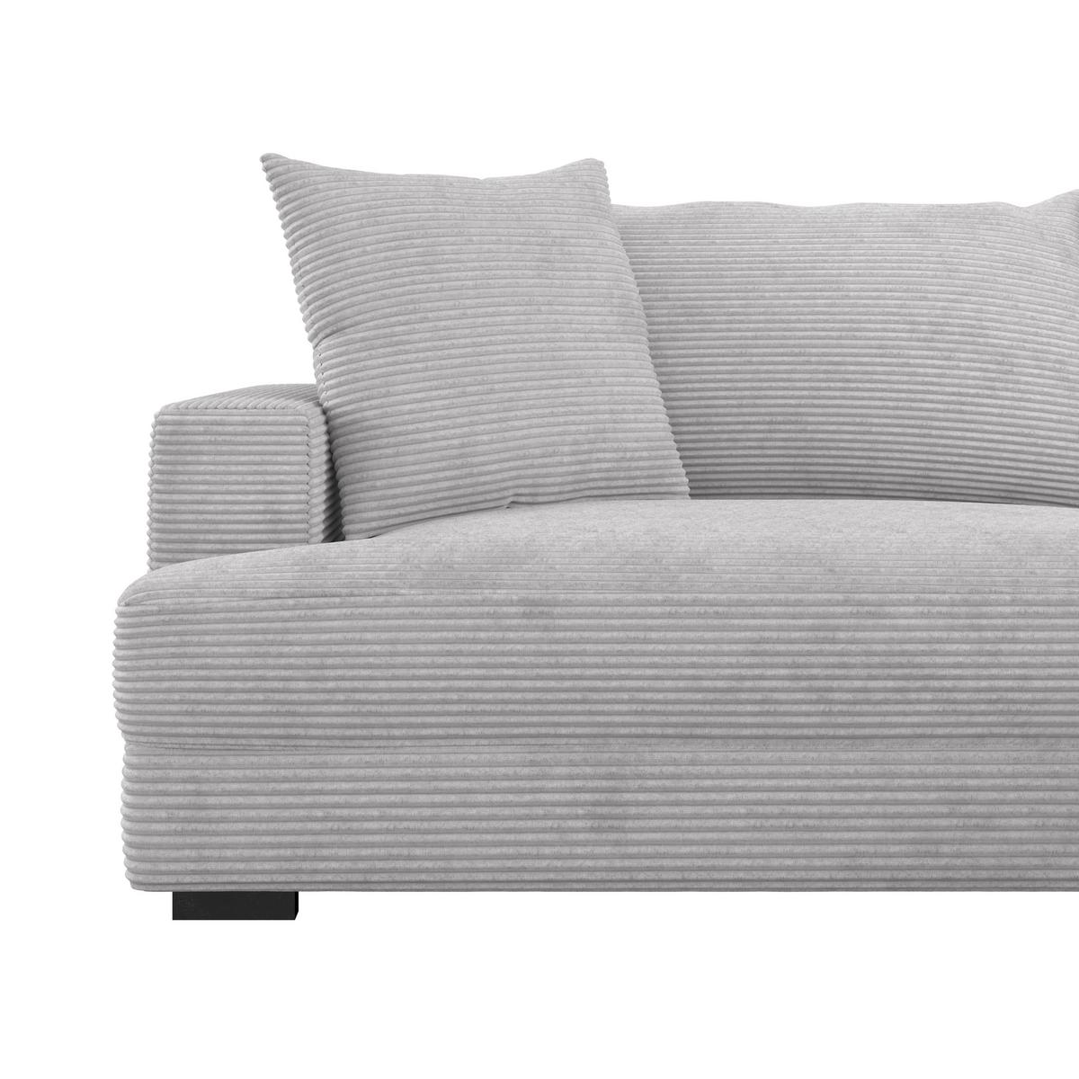 Ecksofa Pelle m. Kissen taupe Cord 265x180cm - Taupe/Schwarz, MODERN, Textil (265/180cm)