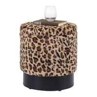 Leopardia taburetka LEO, hnedá/béžová umelá kožušina - hnedá/čierna, Lifestyle, kompozitné drevo/textil (38/43/38cm) - Mömax
