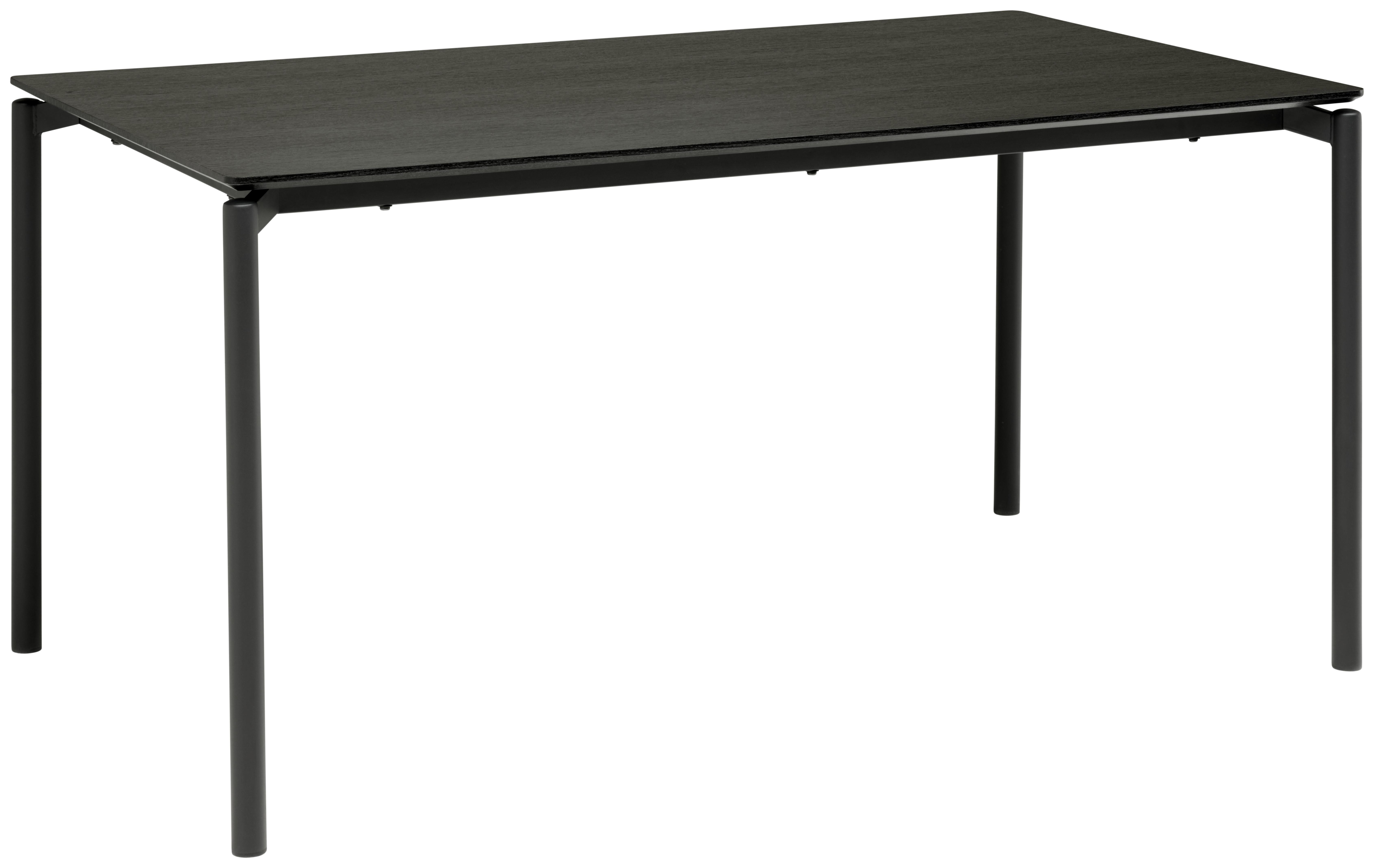 Esstisch Lean Mdf Schwarz, B: 160 cm - Schwarz, KONVENTIONELL, Holzwerkstoff/Metall (160/90/76cm) - P & B