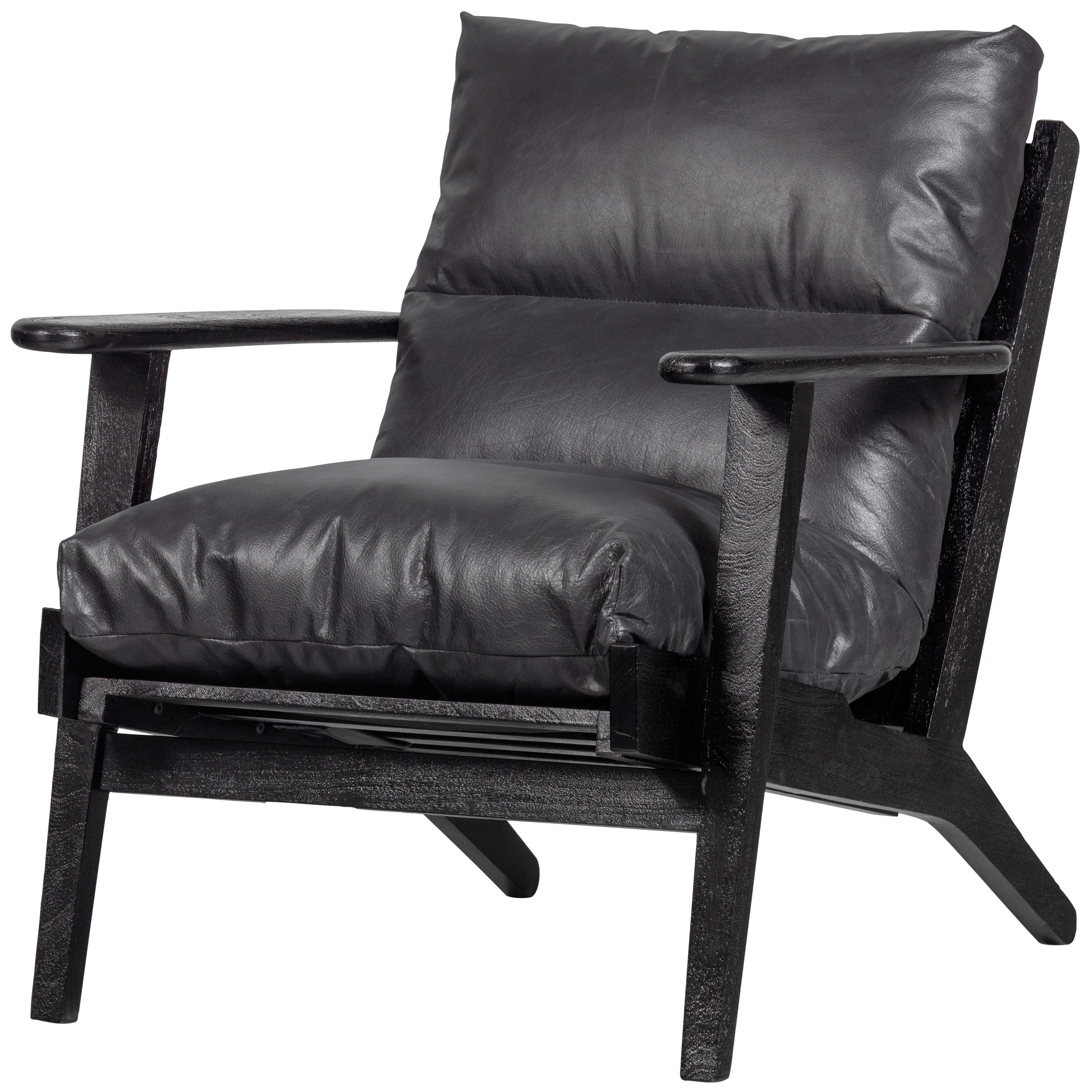 Sessel Houston Schwarz B: 71 Cm - Schwarz, Design, Leder/Holz (71/86/71cm) - Livetastic
