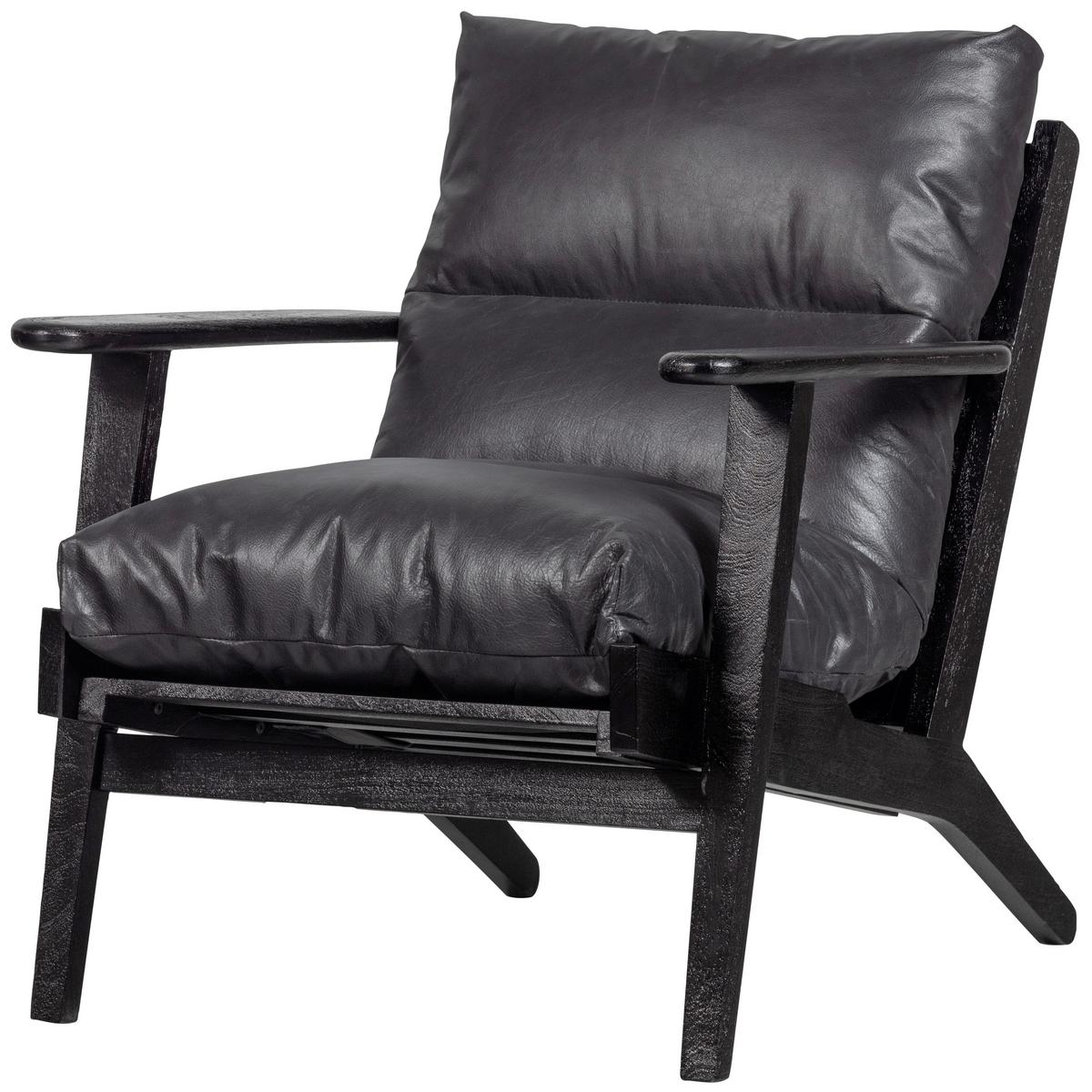 Sessel Houston Schwarz B: 71 Cm - Schwarz, Design, Leder/Holz (71/86/71cm) - Livetastic