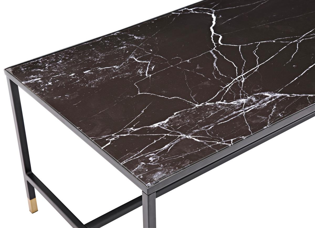 Couchtisch Dipp - Messingfarben/Schwarz, Design, Glas/Metall (130/60/48cm) - Livetastic