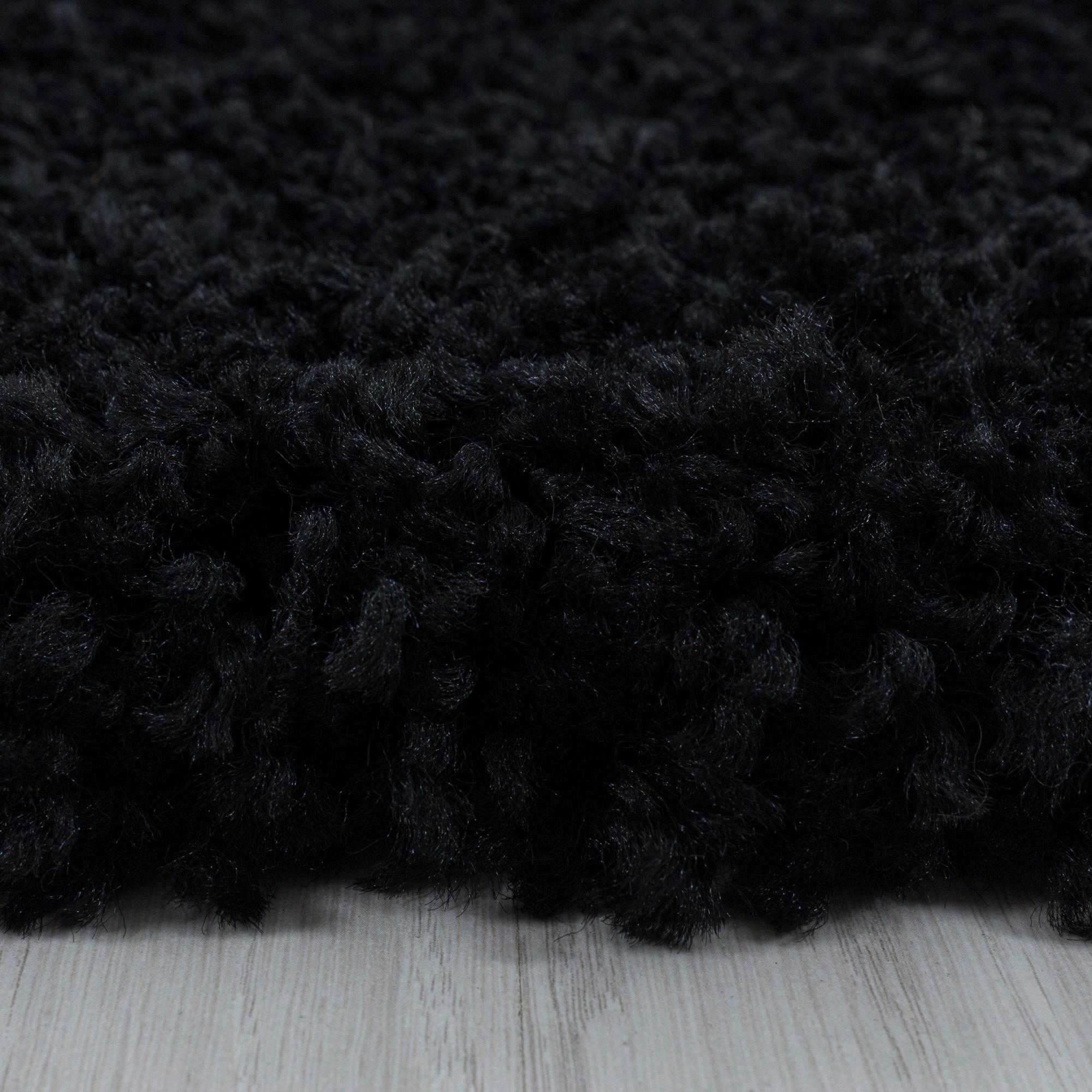 Hochflor Teppich Schwarz Naturfaser Sydney 160x160 cm - Schwarz, Basics, Textil (160cm)