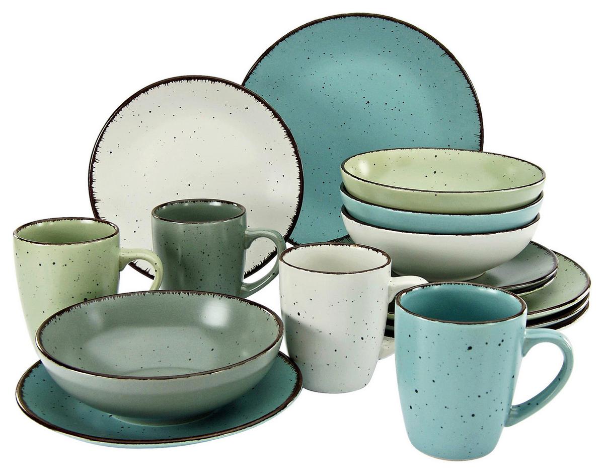 KOMBINOVANÝ SERVIS ručne maľovaný 16- dielny - viacfarebná, Konventionell, keramika - Creatable