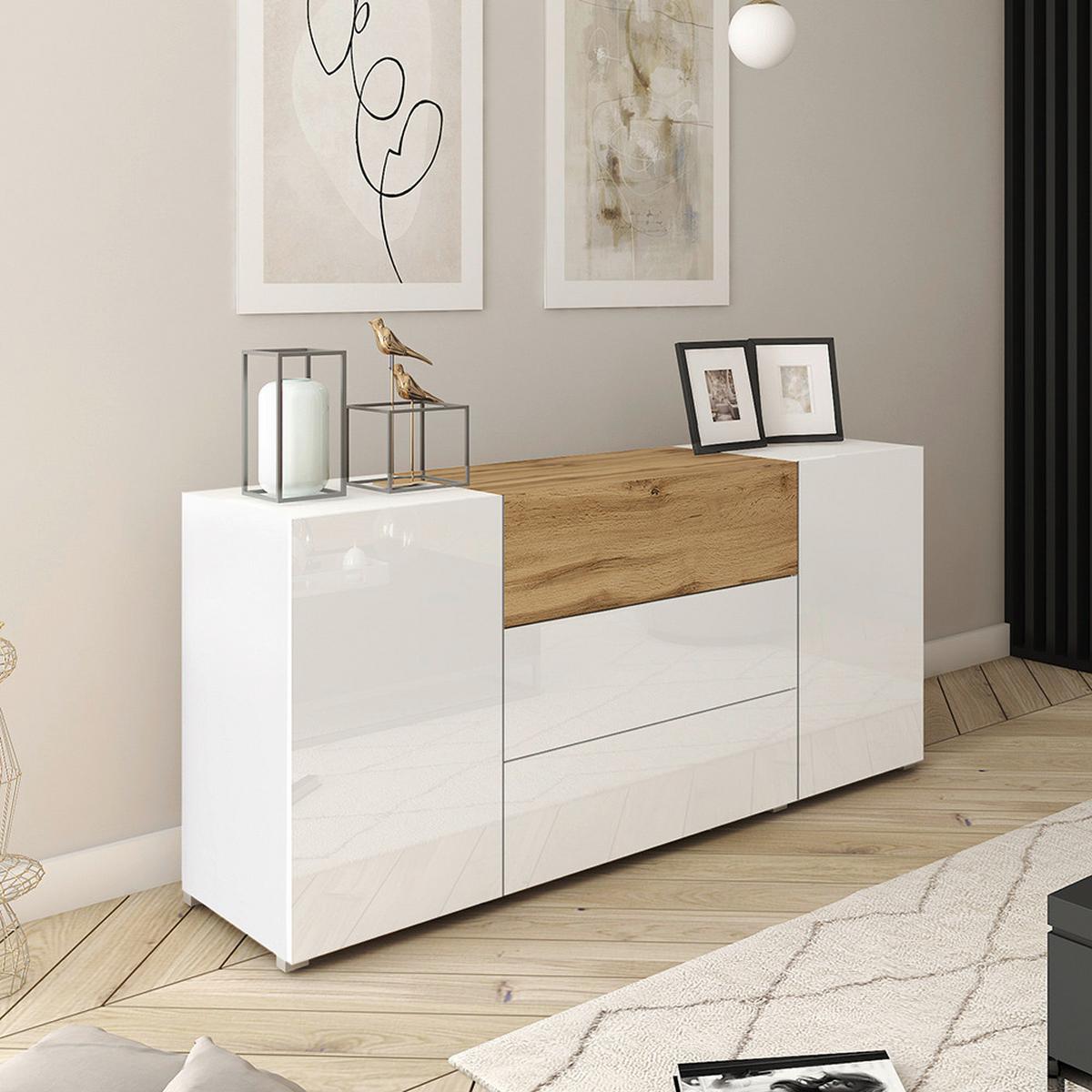 ŠIROKÁ KOMODA BERLIN 150 - bílá/šedá, Design, kompozitní dřevo/plast (150/68/38,5cm) - MID.YOU