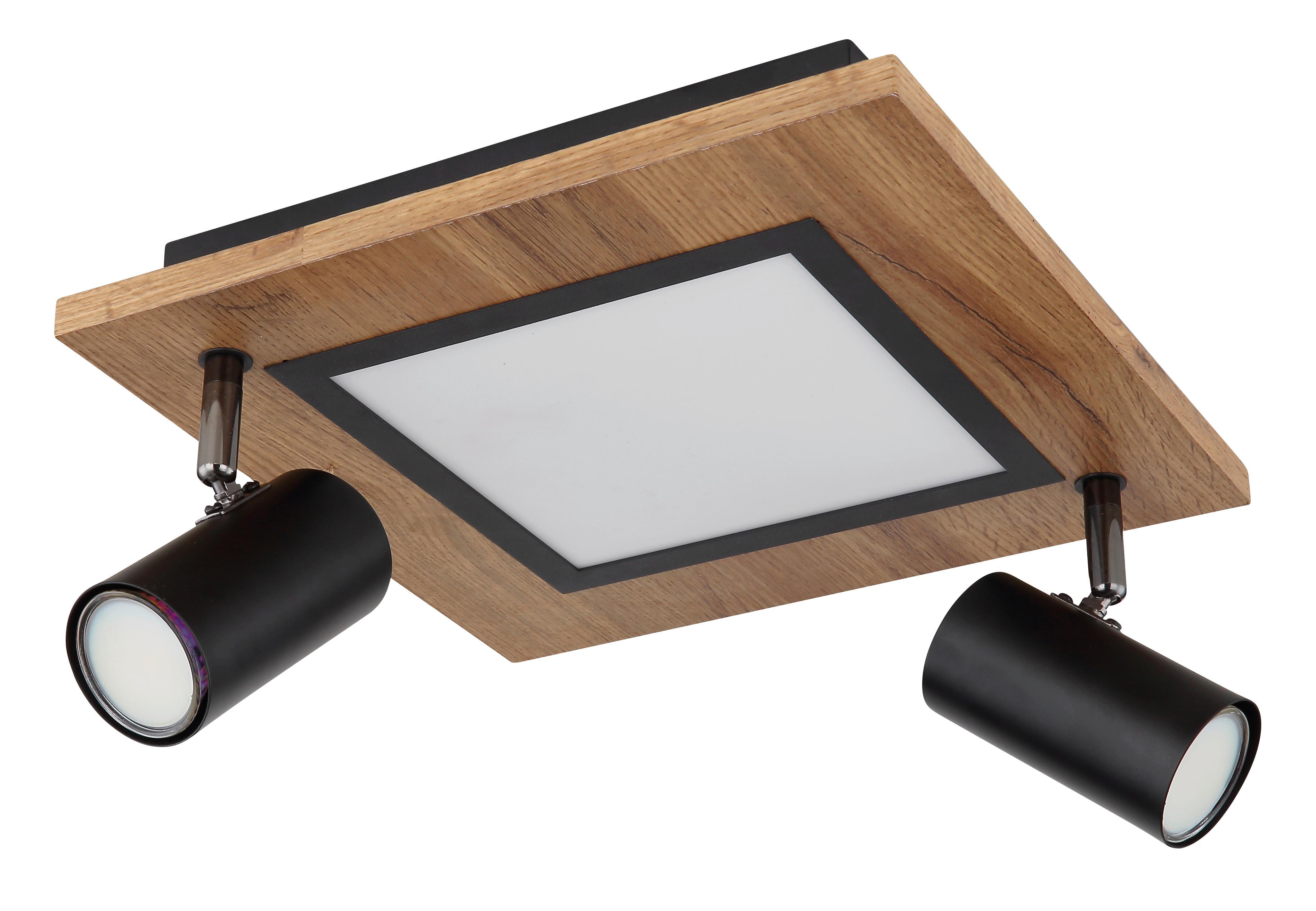 LED-Deckenleuchte L: 30 cm, 3-flammig, Stufenschalter - Opal/Schwarz, Design, Holzwerkstoff/Kunststoff (30/30/18cm) - Globo