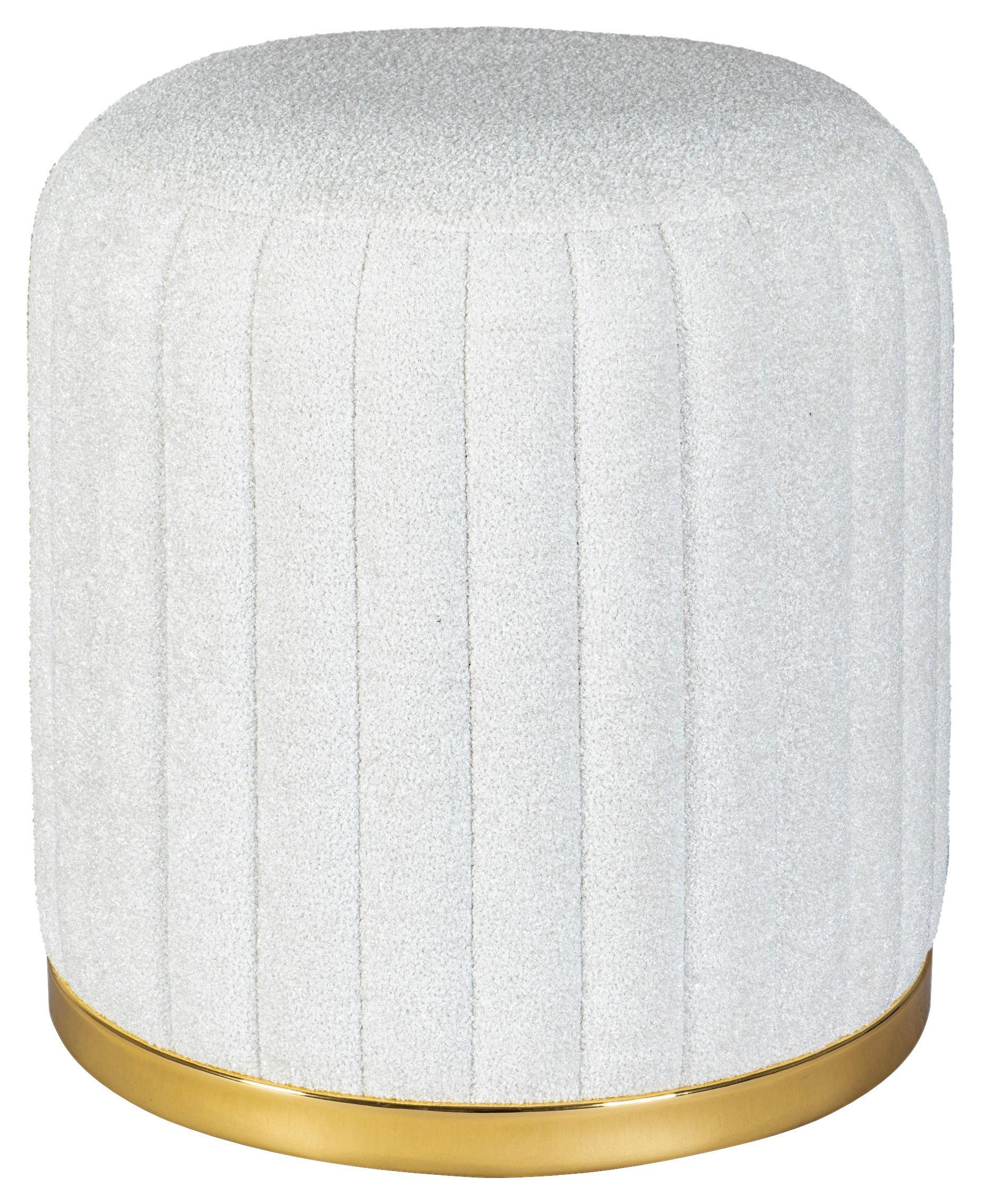 Hocker Doric 135 Weiß/goldfarben D: 43 Cm - Goldfarben/Weiß, Design, Textil (43/46cm) - Kayoom