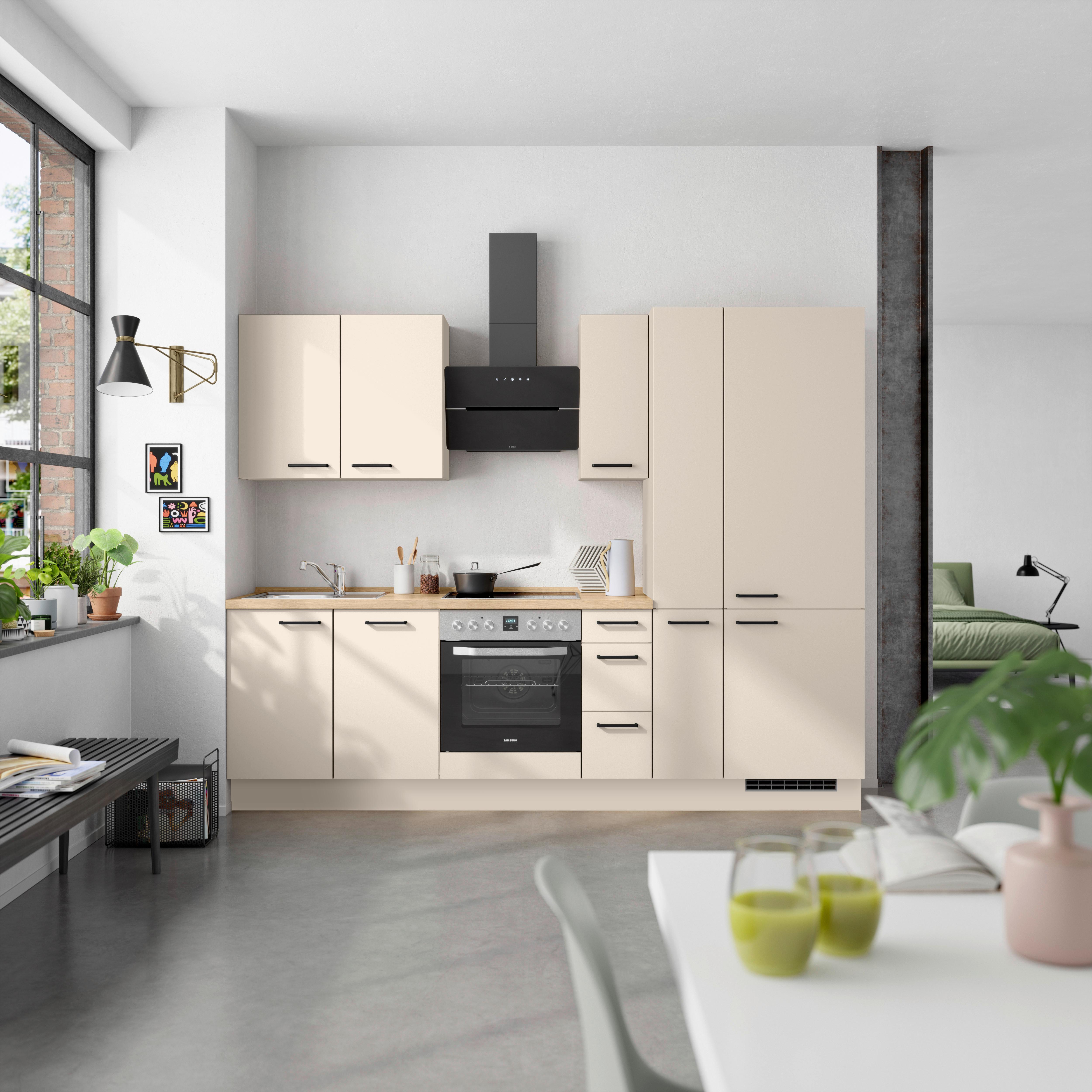 Küchenleerblock Easytouch High-Line, H3 Rechts - Sandfarben/Eichefarben, MODERN, Holzwerkstoff (270cm) - Nobilia