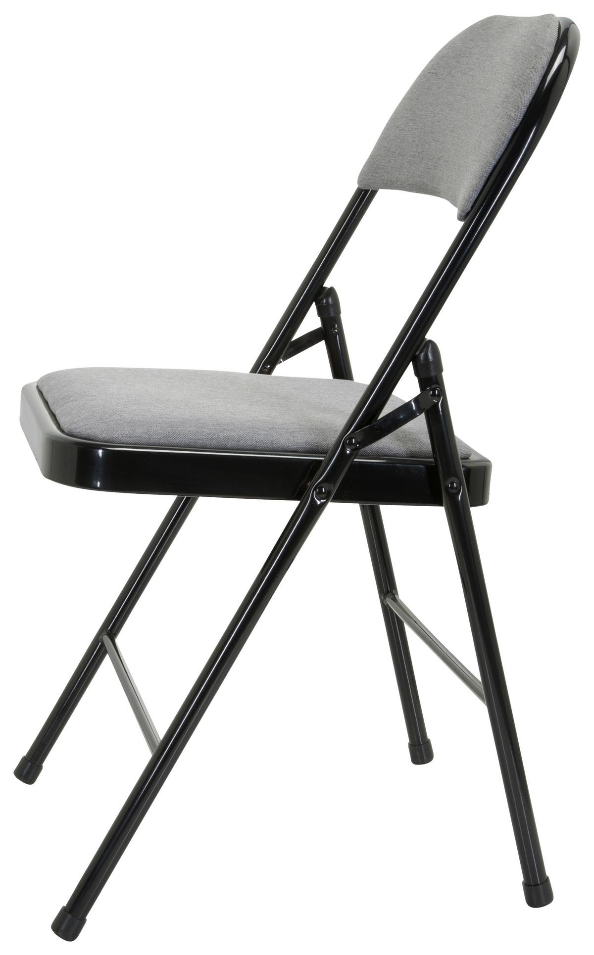 Klappstuhl Tudela II Schwarz/Hellgrau - Hellgrau/Schwarz, Basics, Textil/Metall (44/80/49cm) - MID.YOU