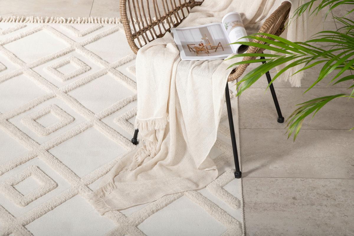 Flachwebteppich Towa - Weiß, LIFESTYLE, Textil (160/230cm) - P & B