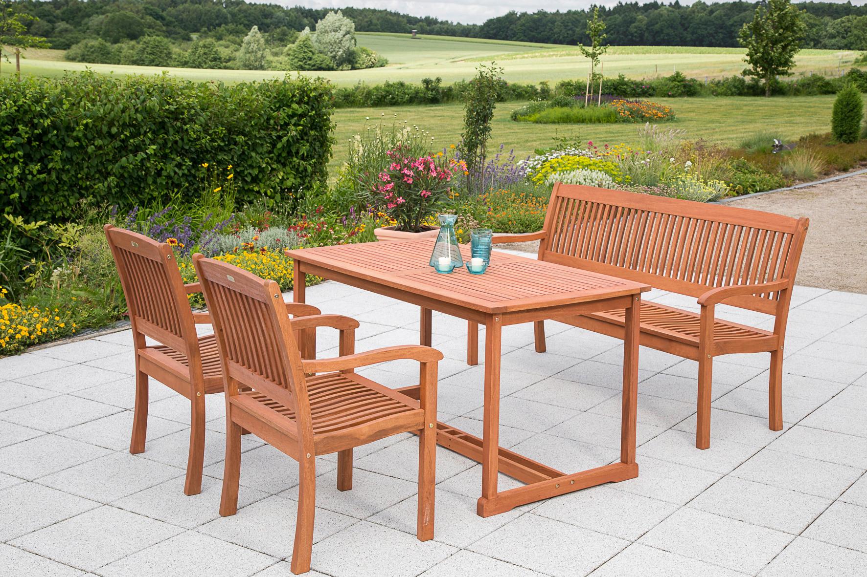 Gartentisch Echtholz Eukalyptusholzt L: 140 cm - Braun, KONVENTIONELL, Holz (140/80/74cm) - Gardenson
