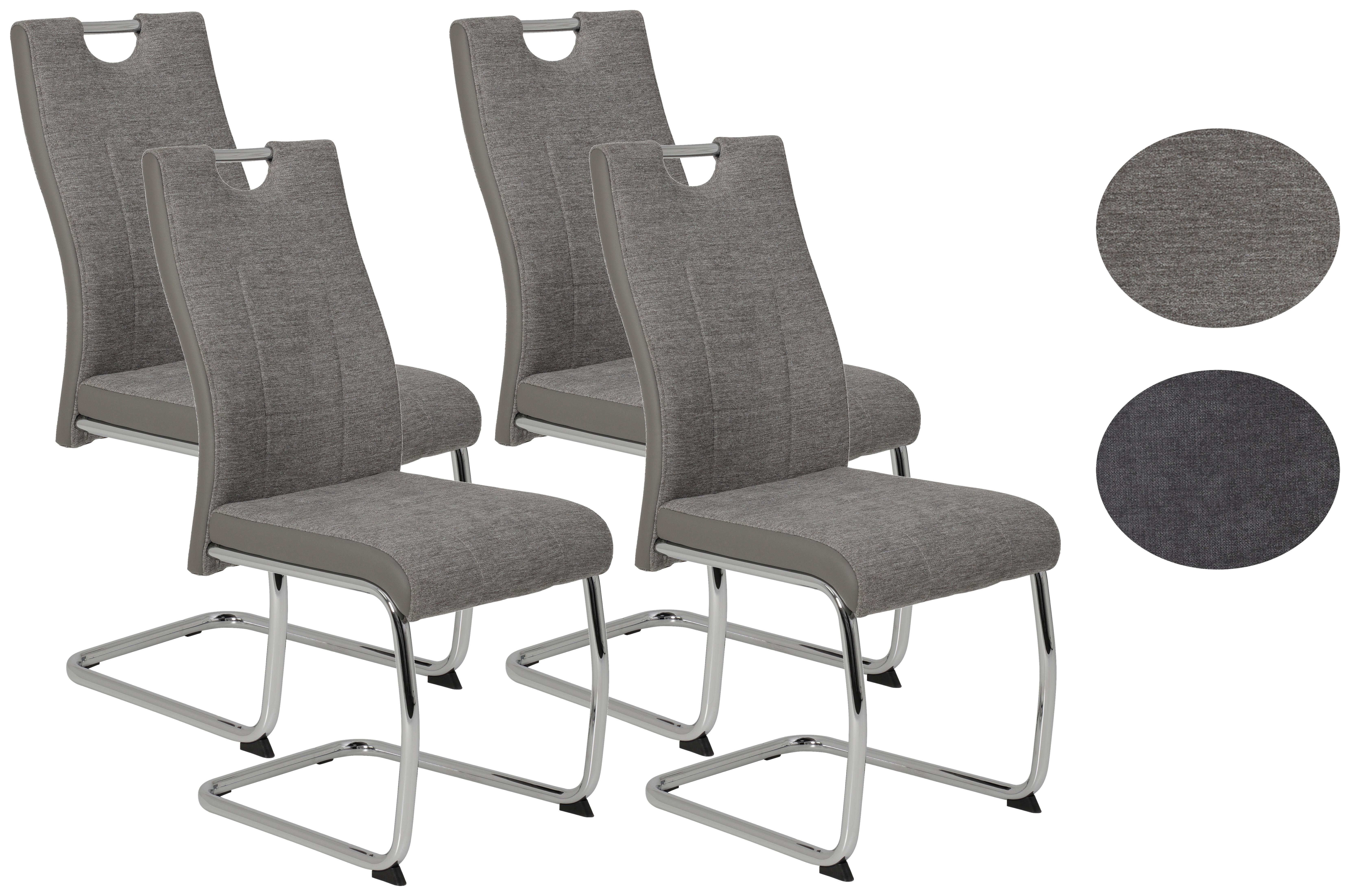 Schwingstuhl Alina Grau gepolstert 4er-Set