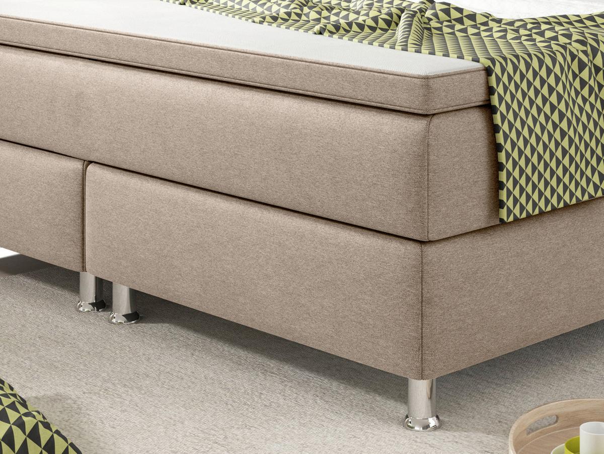 Boxspringbett Mit Topper 180x200 Köln - Silberfarben/Cappuccino, KONVENTIONELL, Textil (180/115/210cm) - MID.YOU