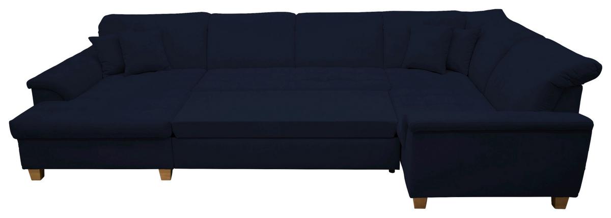 Wohnlandschaft Franzi Mit Schlaffunktion Blau - Eichefarben/Dunkelblau, KONVENTIONELL, Textil (170/352/214cm) - MID.YOU