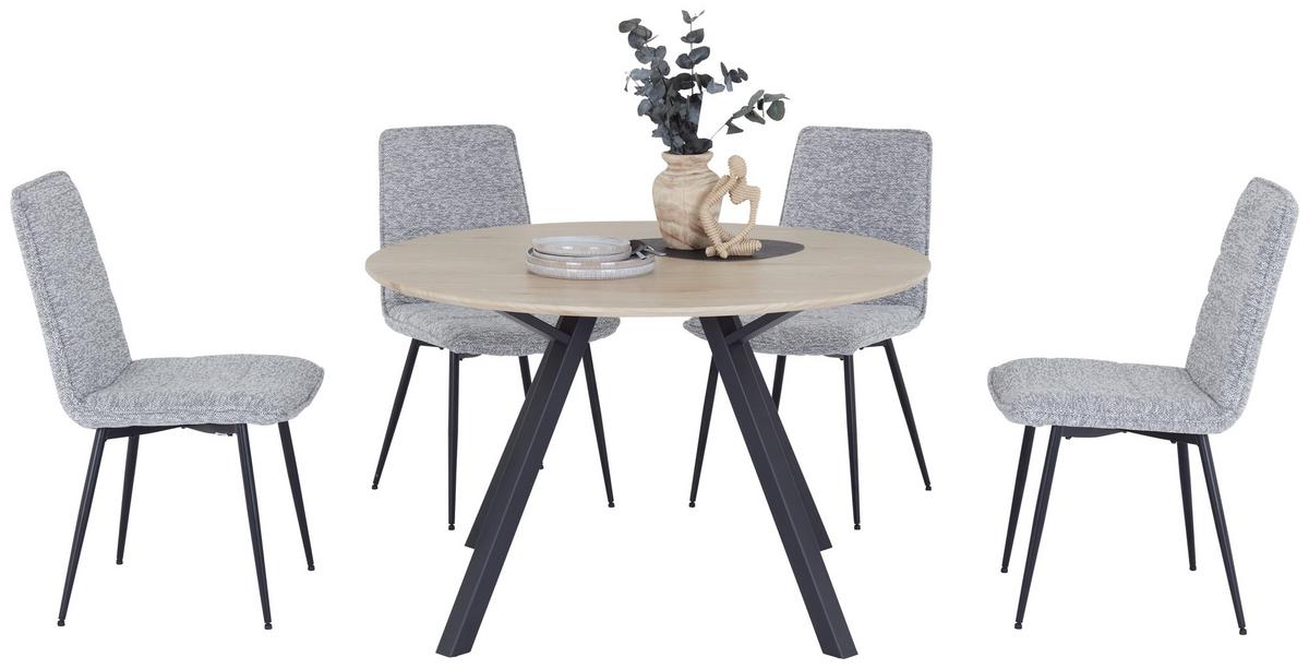 Esstisch Rund Arno 120x76 Naturfarben - Schwarz/Naturfarben, KONVENTIONELL, Holzwerkstoff/Metall (120/76/120cm)
