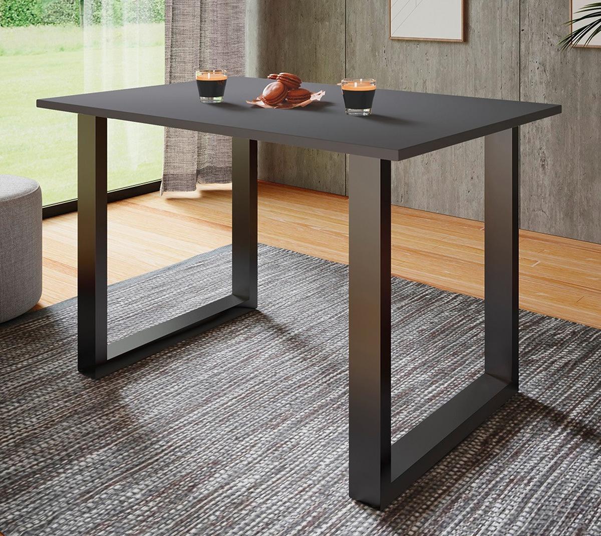 Schreibtisch Lona Anthrazit B: 80 cm - Anthrazit/Schwarz, Design, Holzwerkstoff/Metall (80/76/50cm) - MID.YOU