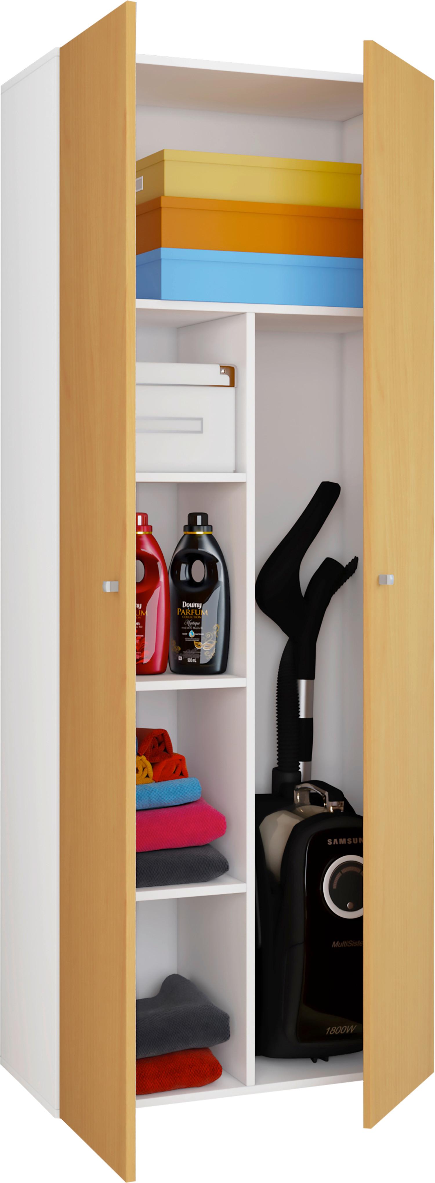 Mehrzweckschrank Vandol Weiß, Buchefarben Dekor B:70cm - Buchefarben/Weiß, Design, Holzwerkstoff (70/178/39cm) - MID.YOU
