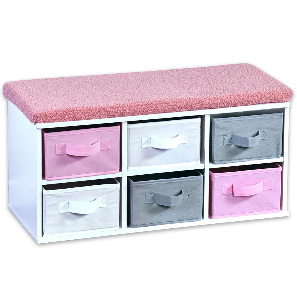 Kindersitzbank Mira Mit Sitzkissen U. Boxen, B: 68 Cm - Pink/Hellgrau, Basics, Holzwerkstoff/Textil (68/31/29,5cm) - Kesper