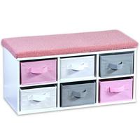 Kindersitzbank Mira Mit Sitzkissen U. Boxen, B: 68 Cm - Pink/Hellgrau, Basics, Holzwerkstoff/Textil (68/31/29,5cm) - Kesper
