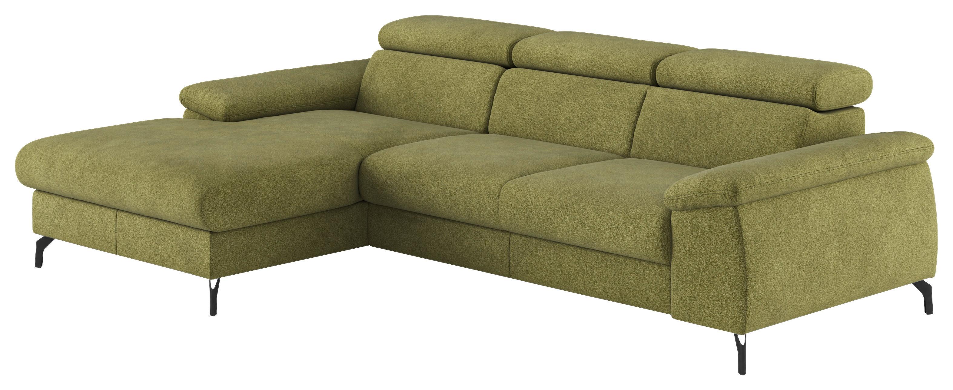 Ecksofa mit Schlaffunktion & Bettkasten Kitty Grün - Schwarz/Grün, Design, Textil (166/244cm) - Livetastic