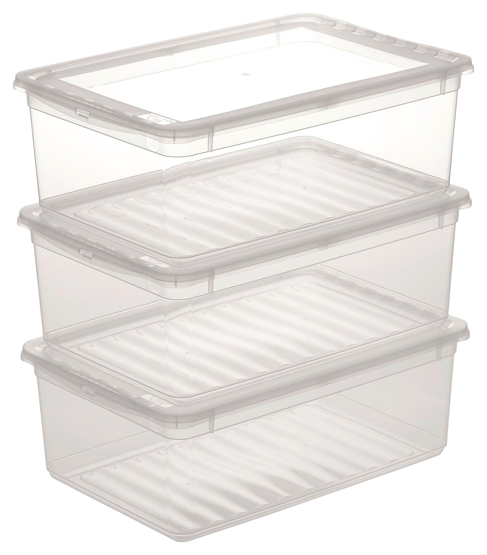 Sada Úschovných Boxov Beate - Ca. 11l - priehľadné, plast (39/26,5/14cm) - Modern Living