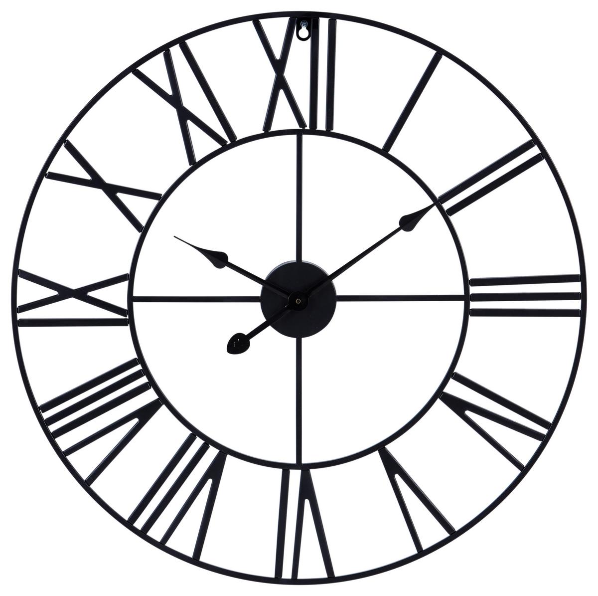 Wanduhr Aron Ø 60 cm Analog Schwarz Eisen Vintage-Look - Schwarz, Basics, Metall (60cm) - Luca Bessoni