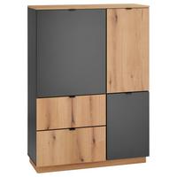 Highboard Vince II B: 191 cm Anthrazit/Evoke Oak Dekor - Eichefarben/Anthrazit, Trend, Holzwerkstoff (191/100/38cm) - Livetastic
