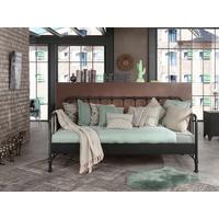 Kinderbett Bronxx 90x200 Cm Eisen Schwarz Mit Rückenlehne - Schwarz, MODERN, Holz/Metall (90/200cm) - Vipack